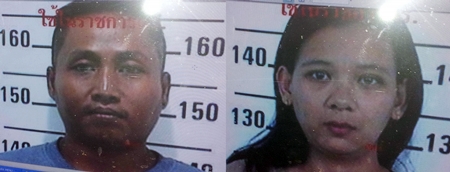 Aphiwat Khruabun (left) and his wife Phenphan (right) are suspected in the death of a 2-year-old girl they were hired to babysit.