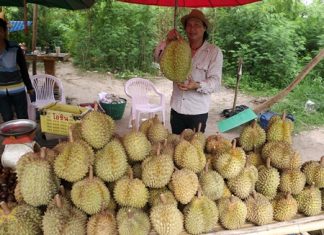 Durian seller Worasak Wongdeephumidol said customers are grumbling about the prices, but most are still buying.