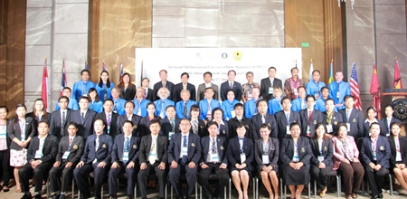 Scholars attending Burapha University’s second International Academic Forum pose for a very large group photo at the Hilton Hotel Pattaya.