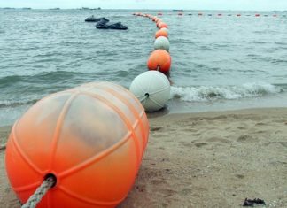 Pattaya officials plan to invest 11.4 million baht to purchase the orange buoys, ropes, anchors and materials for lifeguard stations needed to cordon off two more swimming areas on Naklua and Wong Amat beaches.