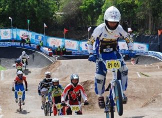 BMX racers take on the demanding PRC Tower Boat Circuit in Pattaya, Sunday, June 2.