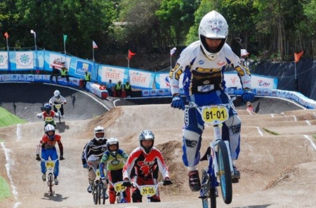 BMX racers take on the demanding PRC Tower Boat Circuit in Pattaya, Sunday, June 2.