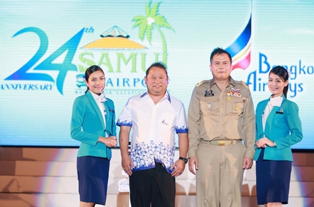 Bangkok Airways, led by Puttipong Prasarttong-Osoth (2nd left), the airline’s president, is celebrating Samui Airport’ 24th anniversary.