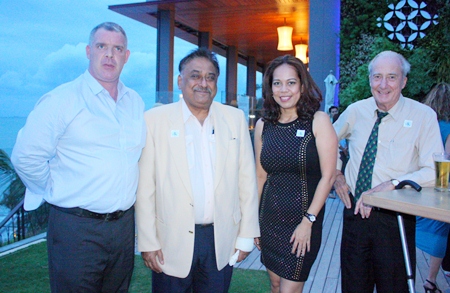 (L to R) Joe Cox, MD of Defence International Security Services, Peter Malhotra, MD of Pattaya Mail Media Group, Papakan Saguansap, Spa Manager at the Tea Tree Spa, Holiday Inn and Dr. Iain Corness.