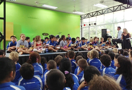Year 4 children performing their musical piece: “Safari”.