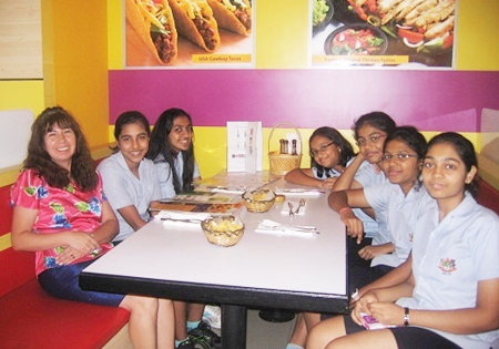 Spanish teacher Senora Cecilia joins the students for a taste of home.