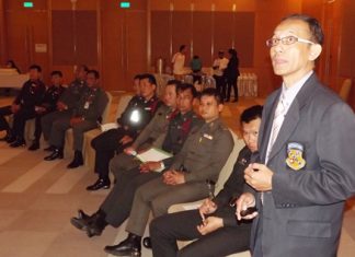 Sarayuth Pongphumma, an expert on emergency resuscitation, leads training on first aid and resuscitation.