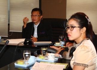 Deputy Mayor Wutisak Rermkijkarn presides over a city council committee meeting, during which nearly 2 million baht was approved for four new projects aimed at creating jobs for disabled residents.