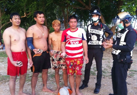 They had to be rescued and brought back to shore, but they did manage to hold onto their shells.