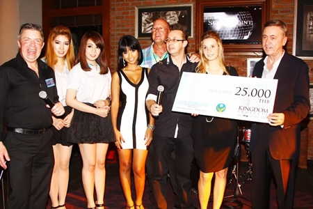 (L to R) Paul Strachan, followed by two women from Southpoint (Kingdom Property), Xanny Disjad, model and ambassador for the Rotary Club Eastern Seaboard, Michael Todd-White (back row) from the Rotary Club Eastern Seaboard, Nigel Quennell, president of the Rotary Club Eastern Seaboard, Irina Breslavtesa from Kingdom Property, and Nigel Cornick, CEO Kingdom Property.