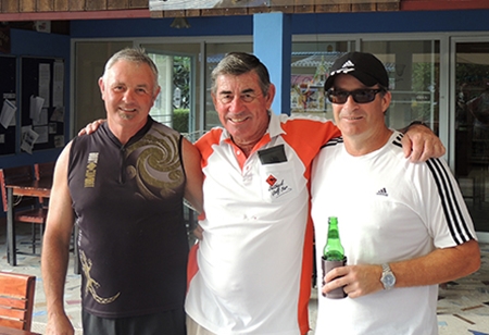 Friday winner Geoff Christie (right) with John Low and Tim Knight.