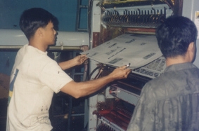 The first page of the first issue of Pattaya Mail comes off the printing press in Bangkok in July 1993.