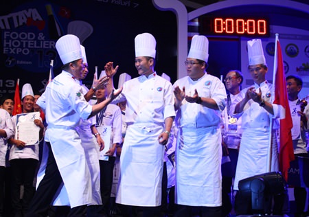 The Hong Kong team is ecstatic about winning the Pattaya City Culinary Cup 2013.