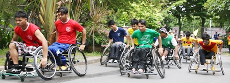 The start of the long wheelchair race.