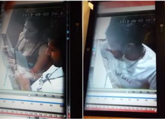 As Naseem Muhammad Ali distracts the teller, Muhammad Ali Fareed reaches in a snatches a fist full of money.