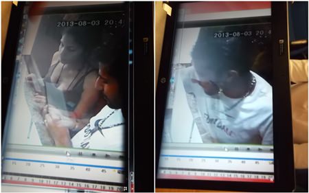 As Naseem Muhammad Ali distracts the teller, Muhammad Ali Fareed reaches in a snatches a fist full of money.