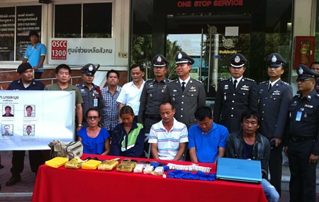 Chonburi and Banglamung police arrested five alleged members of a major methamphetamine ring and seized 24,000 ya ba tablets.