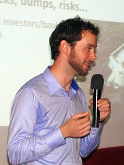 Dennis concluded by mentioning the unforeseen hazards that can befall new entrepreneurs - including an accident that ended with a prototype submerged in a canal.