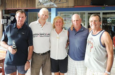 Friday podium placers (from the left): Bruce McAdam, John Stafford, Suzi Lawton, Paul Greenaway and Dennis Pelly.