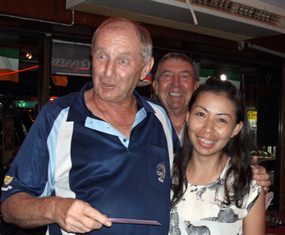 Colin Davis (left) congratulates Sunday’s winner Yui Bietry.