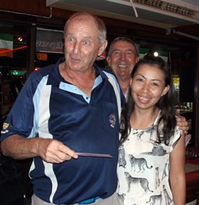 Colin Davis (left) congratulates Sunday’s winner Yui Bietry.
