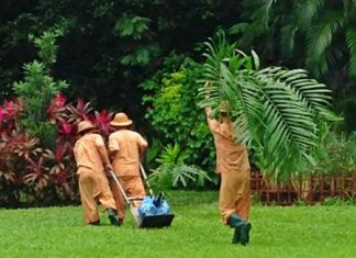 Gardeners at the Governor’s Residence hotel-Yangon.