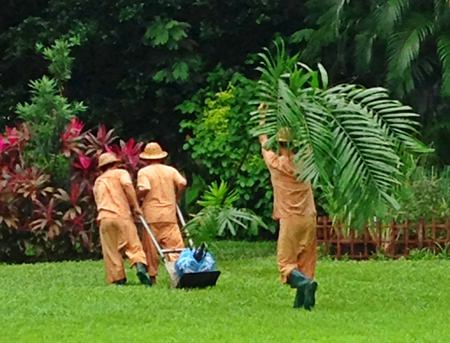 Gardeners at the Governor’s Residence hotel-Yangon.
