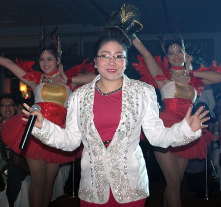 Pattaya spokeswoman Yuwida Jeerapan all dressed up for the “luk thung” party.