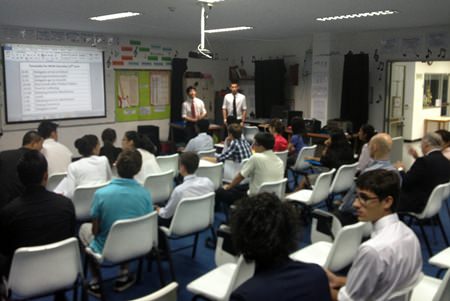 Students try their hand at debate.