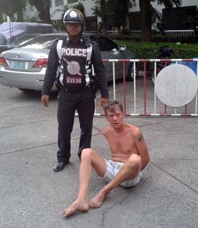 This unidentified Russian man was arrested for committing indecent acts in public.