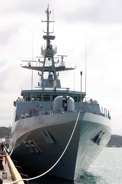 The pride of the Royal Thai Navy, the HTMS Krabi set out from the Sattahip Naval Base Aug. 26.