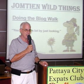 MC Richard Silverberg introduces fellow member Ian Frame, from Scotland but now living in Jomtien. Ian’s hobby is photographing the wild creatures living in the bush near Jomtien Second Road.