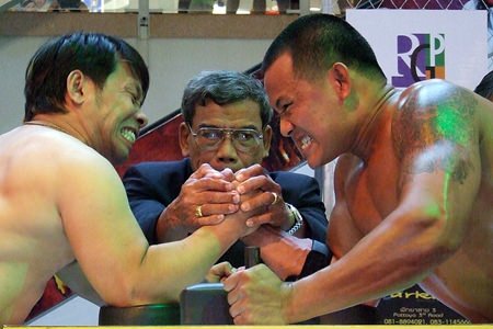 Local strongmen will be on show this weekend at the Pattaya International Arm Wrestling Championships.