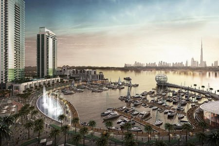 The sweeping waterfront of the project will be lined by retail, commercial and residential zones built around two central parks.