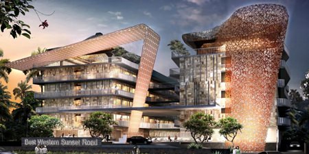 An artist’s impression shows the completed Best Western Premier Sunset Road Kuta.