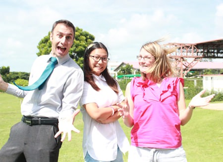 Top in Thailand! Music teachers Mr and Mrs Shiells with Sarah.