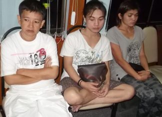 Three of the four women arrested for drug possession await their fate at Pattaya jail.