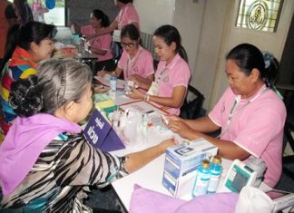 Residents have their blood-sugar levels checked during a Sept. 24 diabetes-awareness day at the Queen Sirikit Naval Medical Center.
