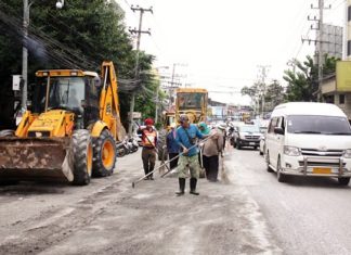 Road workers have been called out to patch holes in Second Road after the heavy rains earlier this month.