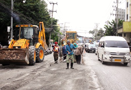 Road workers have been called out to patch holes in Second Road after the heavy rains earlier this month.