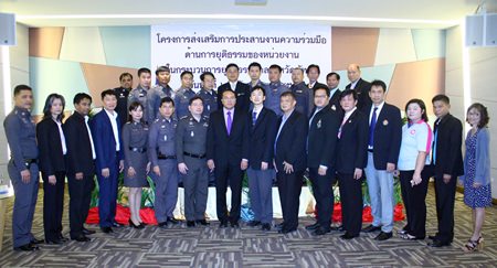Chief Justice Apichart Thepnoo (center) brought together legal, law enforcement and immigration officials in an effort to increase cooperation in cases involving tourists.