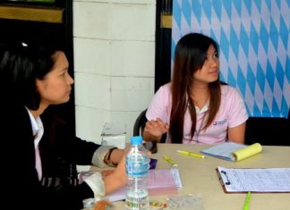 Where would we be without imagination? The PCEC arranged with Bangkok Hospital Pattaya (BHP) to provide this year’s flu vaccine at the Club’s October 20 meeting. Nui and Ann from BHP were busy during the meeting signing up members and guests as registration is necessary prior to the date the vaccine will be given.