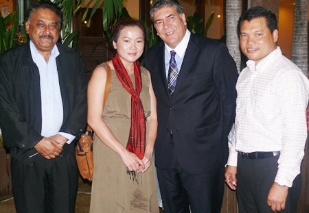 The Pattaya Mail Wine Tasting Team, from left, Peter Malhotra, Som Corness, Daniel Soto, and K. Natthachai.