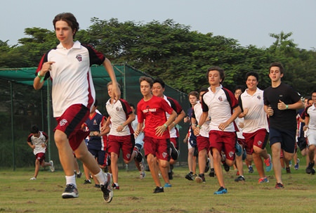 Regent’s runners lead the field in one of the junior men’s races.