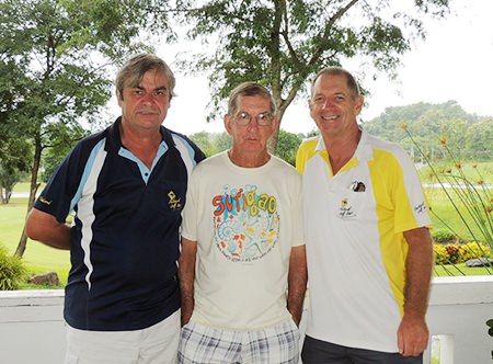 Overall Chiang Mai tour winner Bruce Milner (center) with joint runners-up Jack Moseley (left) and Greg Hill (right).