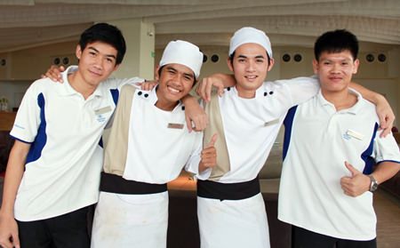 Four YDP student trainees at Hilton Pattaya.