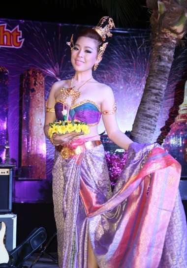 Beautiful Nang Noppamas poses at the A-One Royal Cruise Hotel.