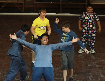 Year 8 students launch into ‘I Won’t Grow Up’.