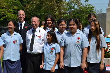 GIS students along with the British Ambassador for Thailand, Mr Mark Kent (back row, far left).
