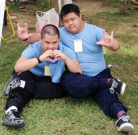 Athletes resting and posing for the camera.